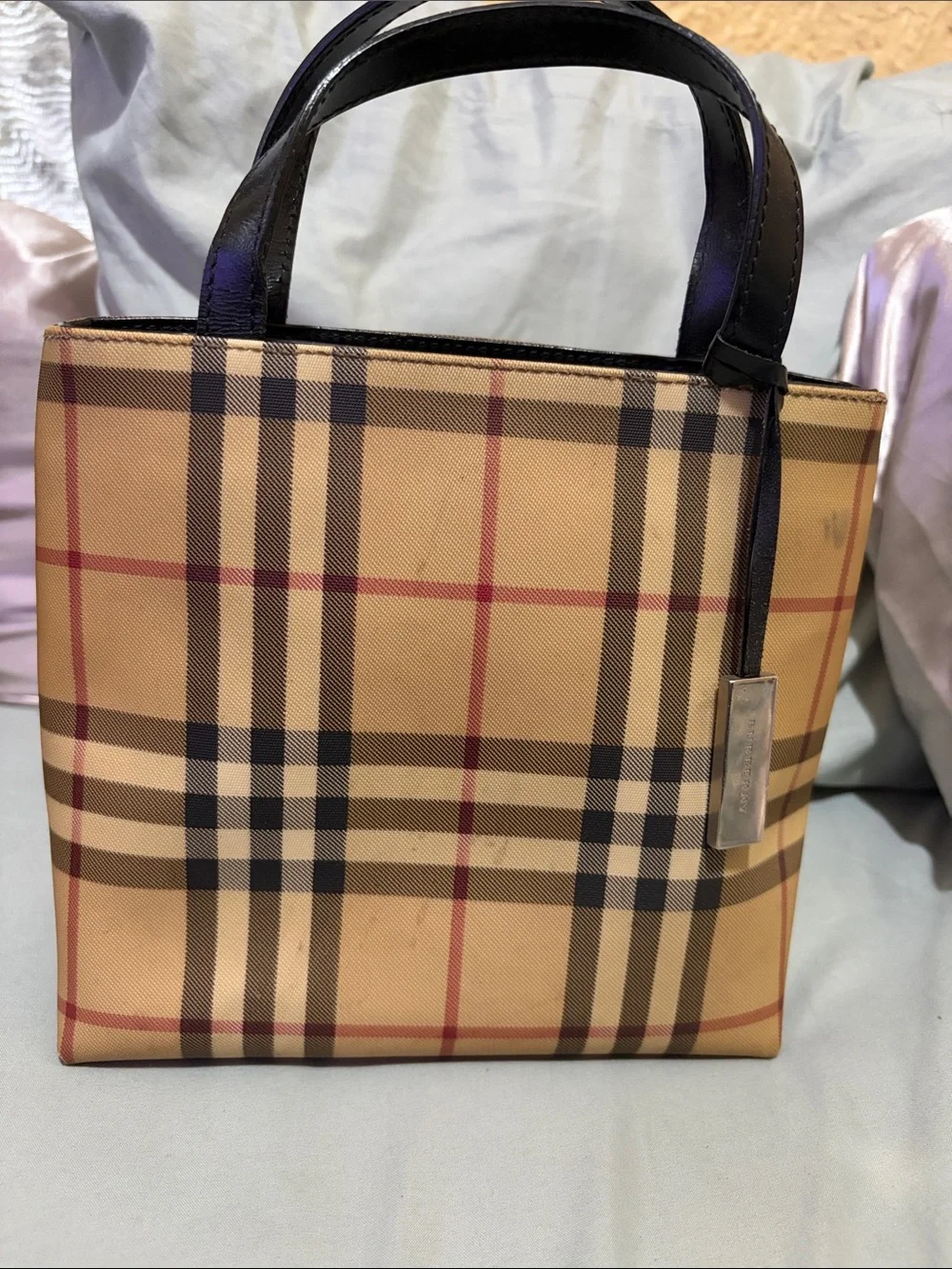 Burberry Black Leather Tote with Interior Zip Pocket